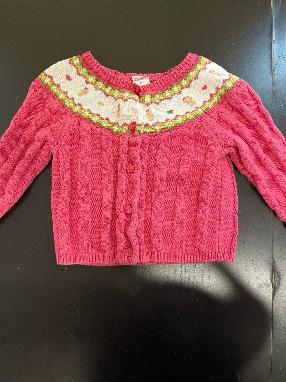 Vintage Gymboree toddler girls gingerbread cardigan with original pants set.
